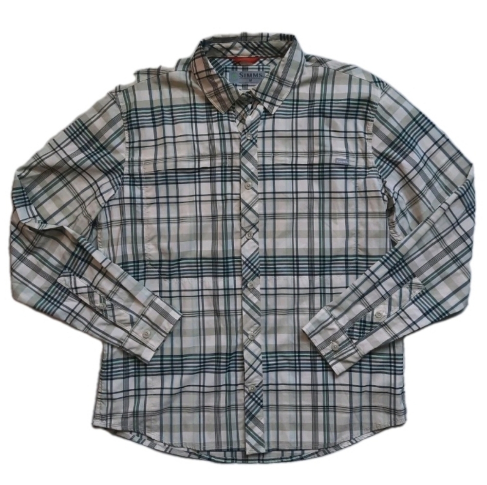 Simms Plaid Insect Repellant LS Fishing Shirt Men's Size: M - FAST SHIP